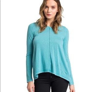 Revolve LAmade Lory Split Back Long Sleeve Tee Blue Lagoon Size Small NWT